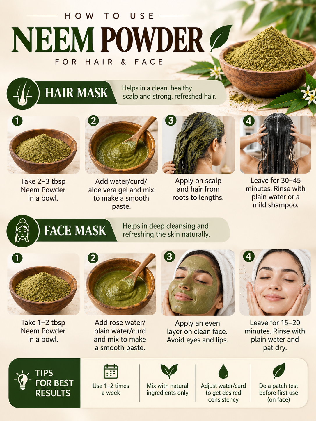 Arbuda Neem Powder 50g – Natural Neem Leaf Powder for Hair Mask & Face Pack