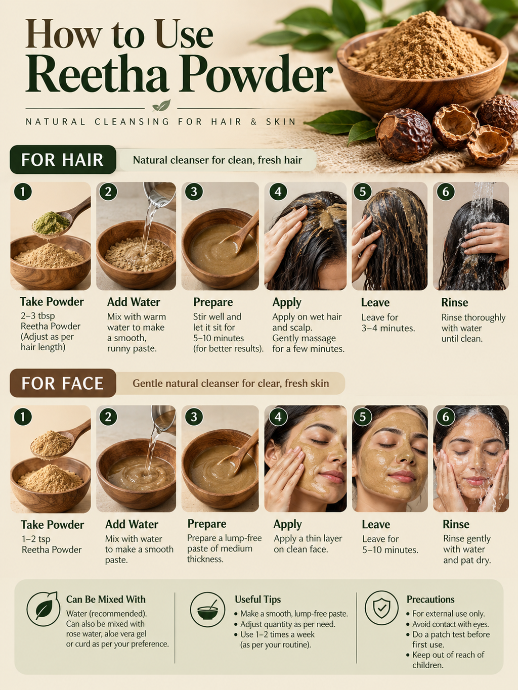 Arbuda Reetha Powder 50g – Natural Soapnut Powder for Hair Wash & Face Cleansing