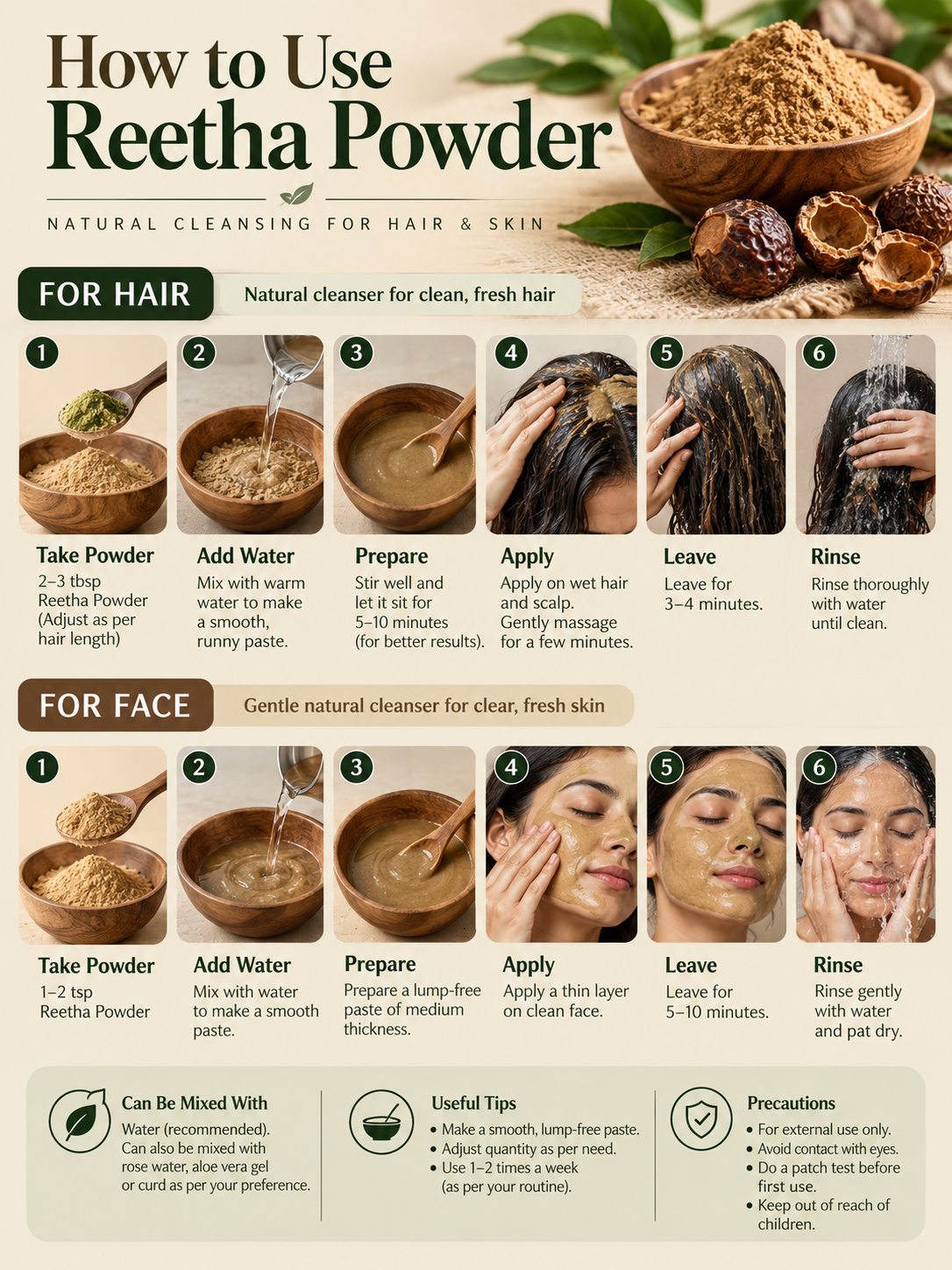 Arbuda Reetha Powder 50g – Natural Soapnut Powder for Hair Wash & Face Cleansing